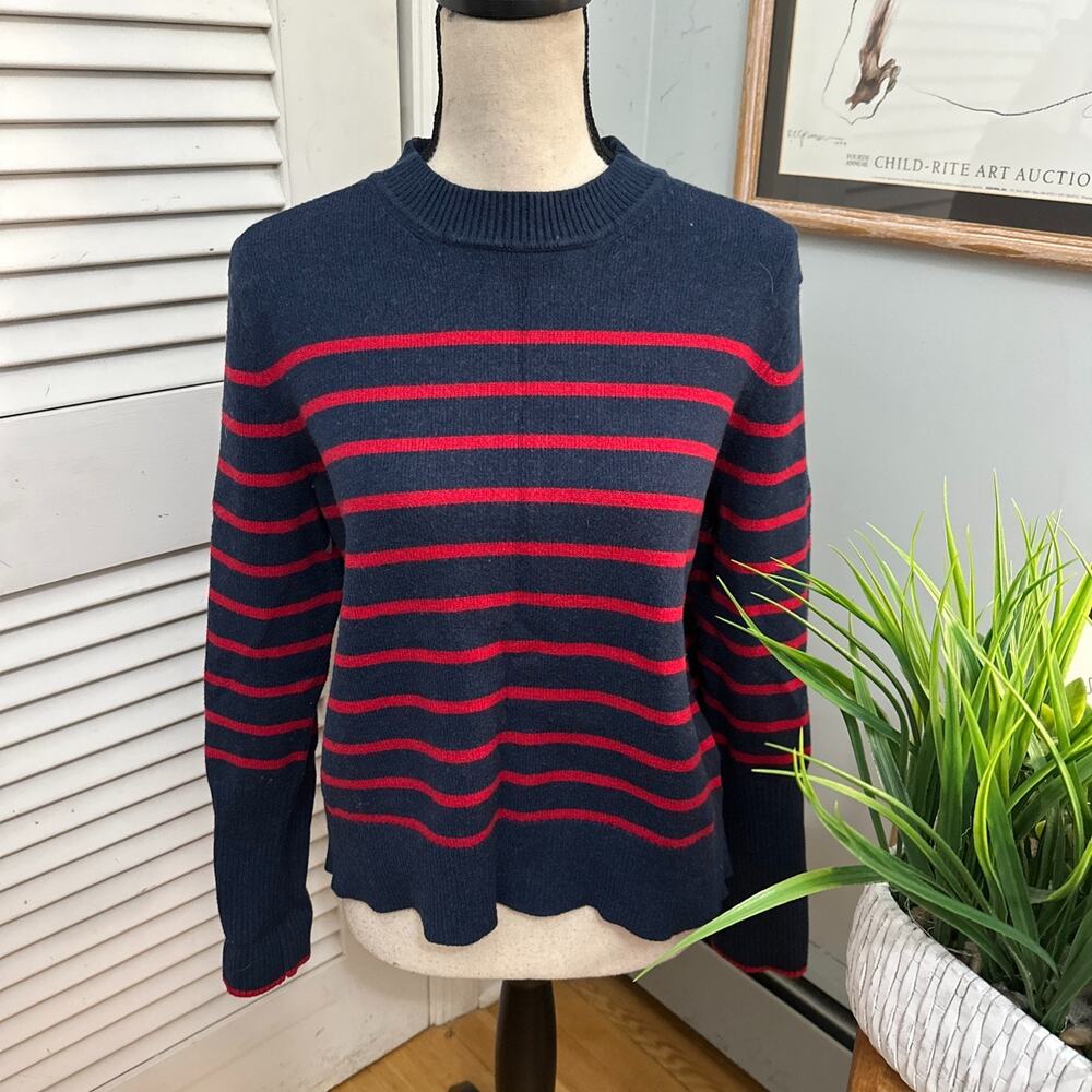 La Ligne X Target Sweater Womens 1X Blue Red Striped Crewneck Pullover Preppy